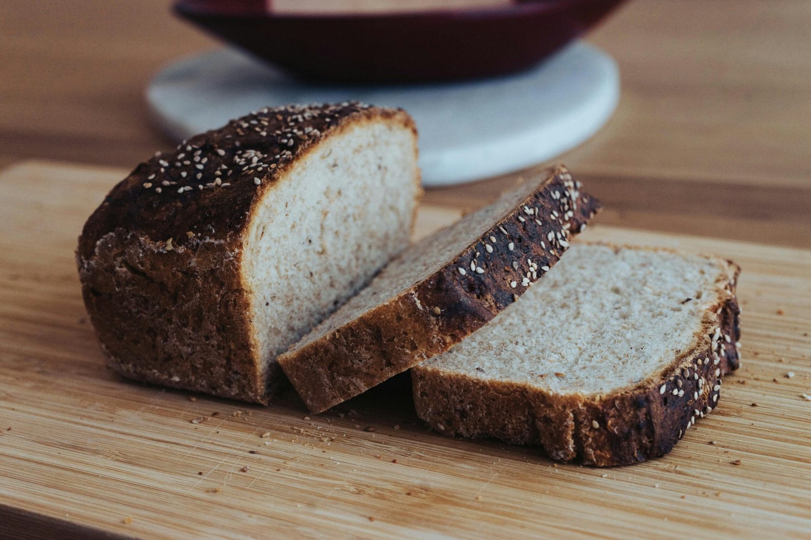 sliced bread on white ceramic plate