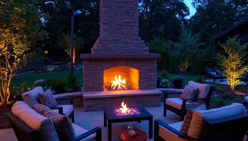 outdoor fireplace installation