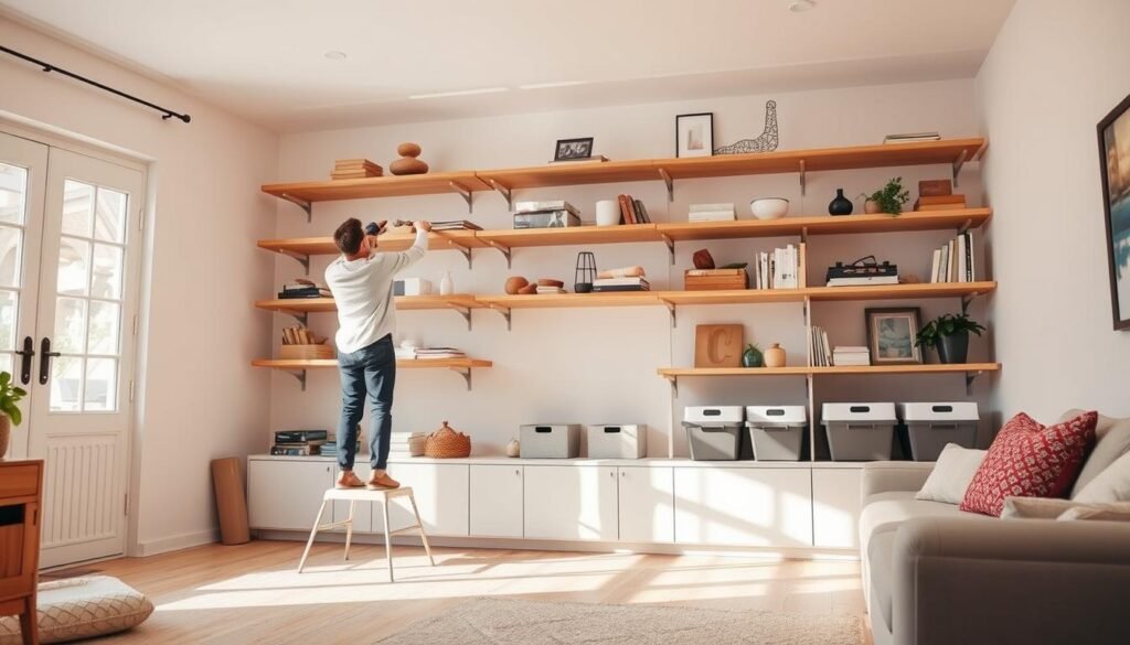 installing shelves for extra storage