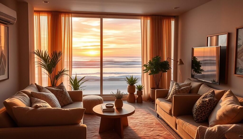 beach sunset living room