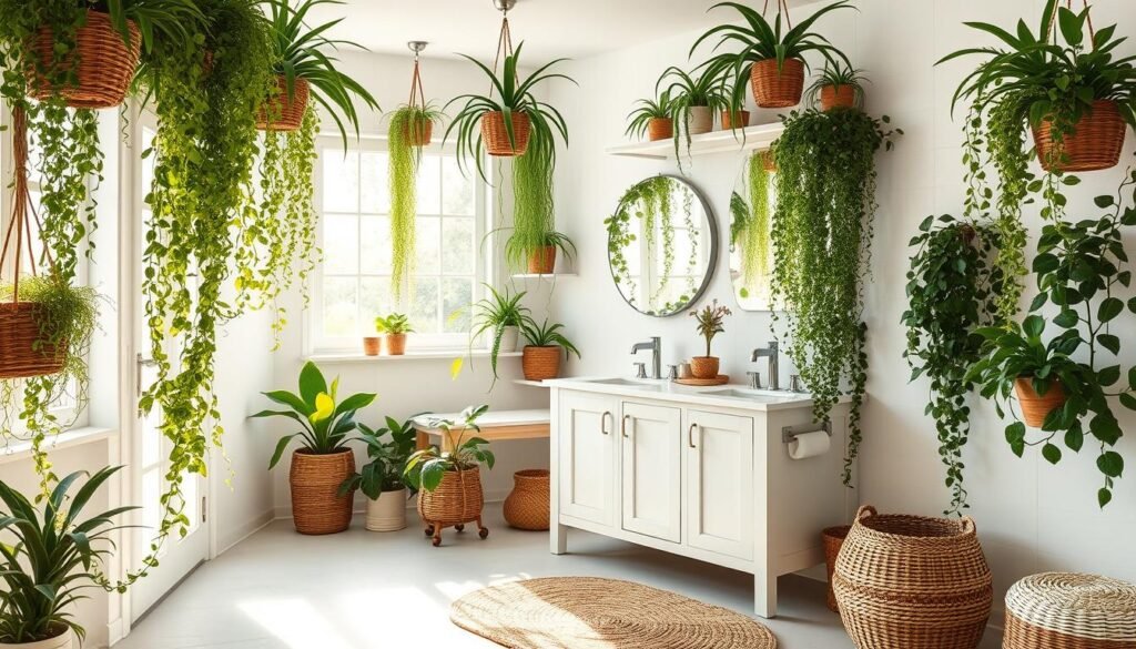 coastal themed bathroom plants