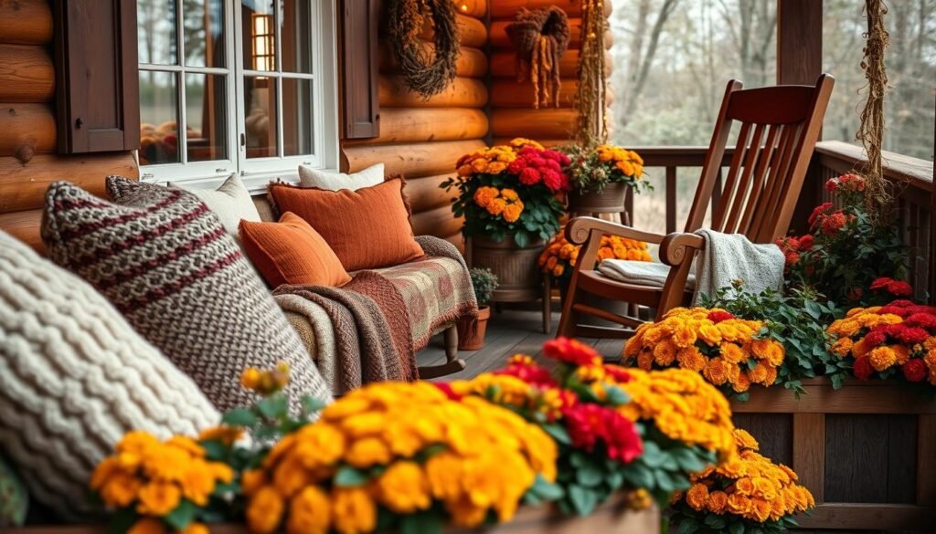cozy fall color scheme porch decor