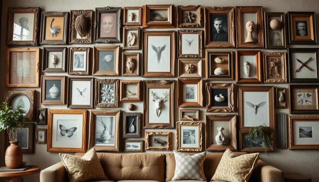 gallery wall design with chunky frames