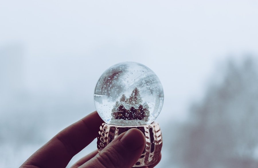 Photo Winter snow globe making