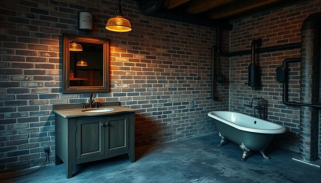 rustic industrial warehouse bathroom
