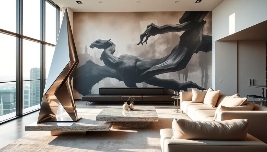 sculptural art in contemporary penthouse interiors