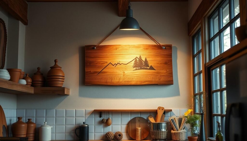 custom wood sign in home setting