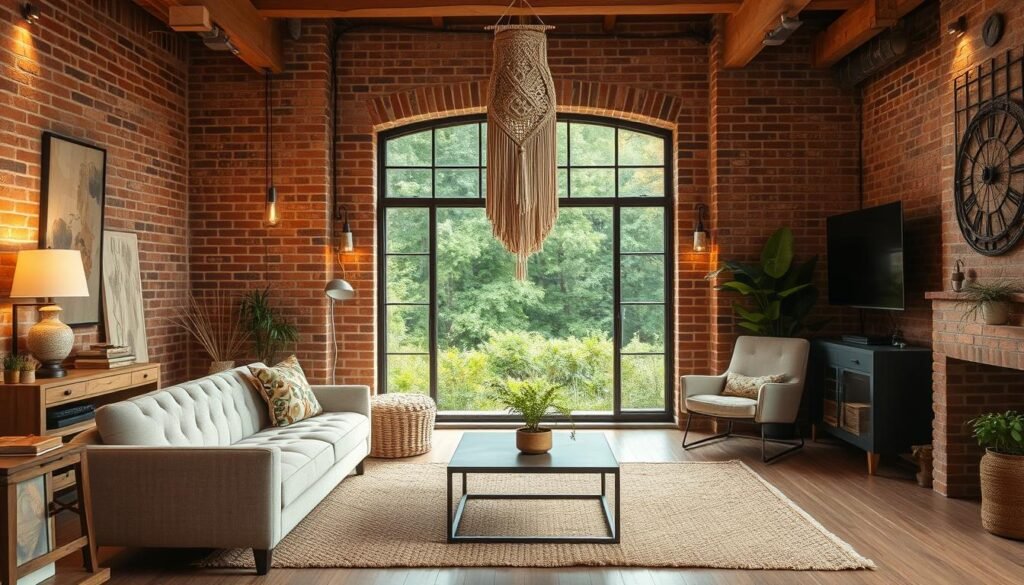 boho industrial living room