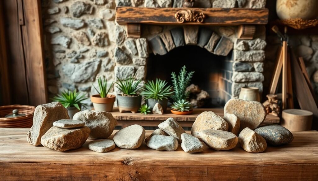 wood and stone decor combinations