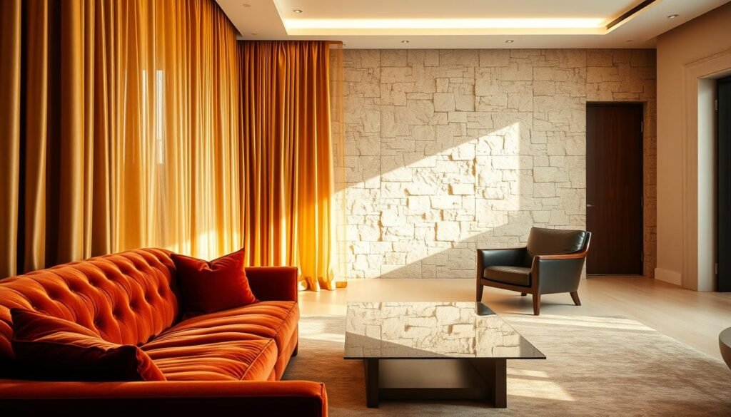 contrasting materials in interior design